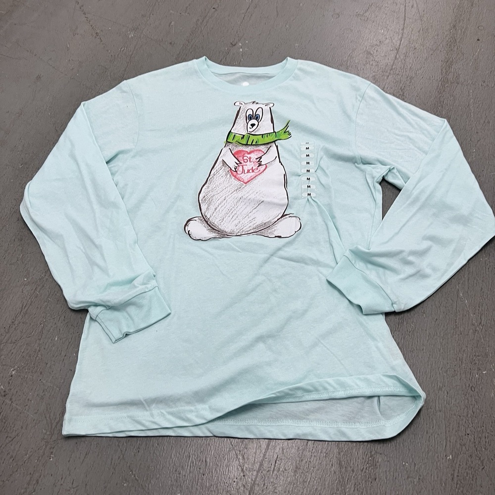 St. Jude Polar Bear Long Sleeve T-Shirt Blue Size XL‎ Charity Graphic Tee